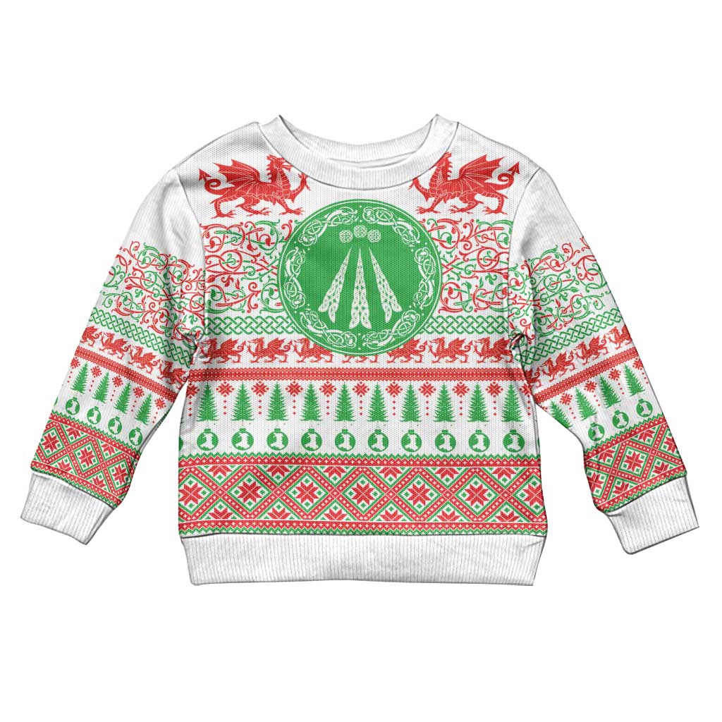 Welsh Christmas Kid Ugly Christmas Sweater Awen and Celtics Culture with Xmas Elements - Wonder Print Shop
