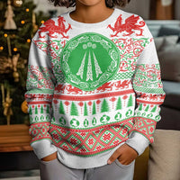Welsh Christmas Kid Ugly Christmas Sweater Awen and Celtics Culture with Xmas Elements - Wonder Print Shop