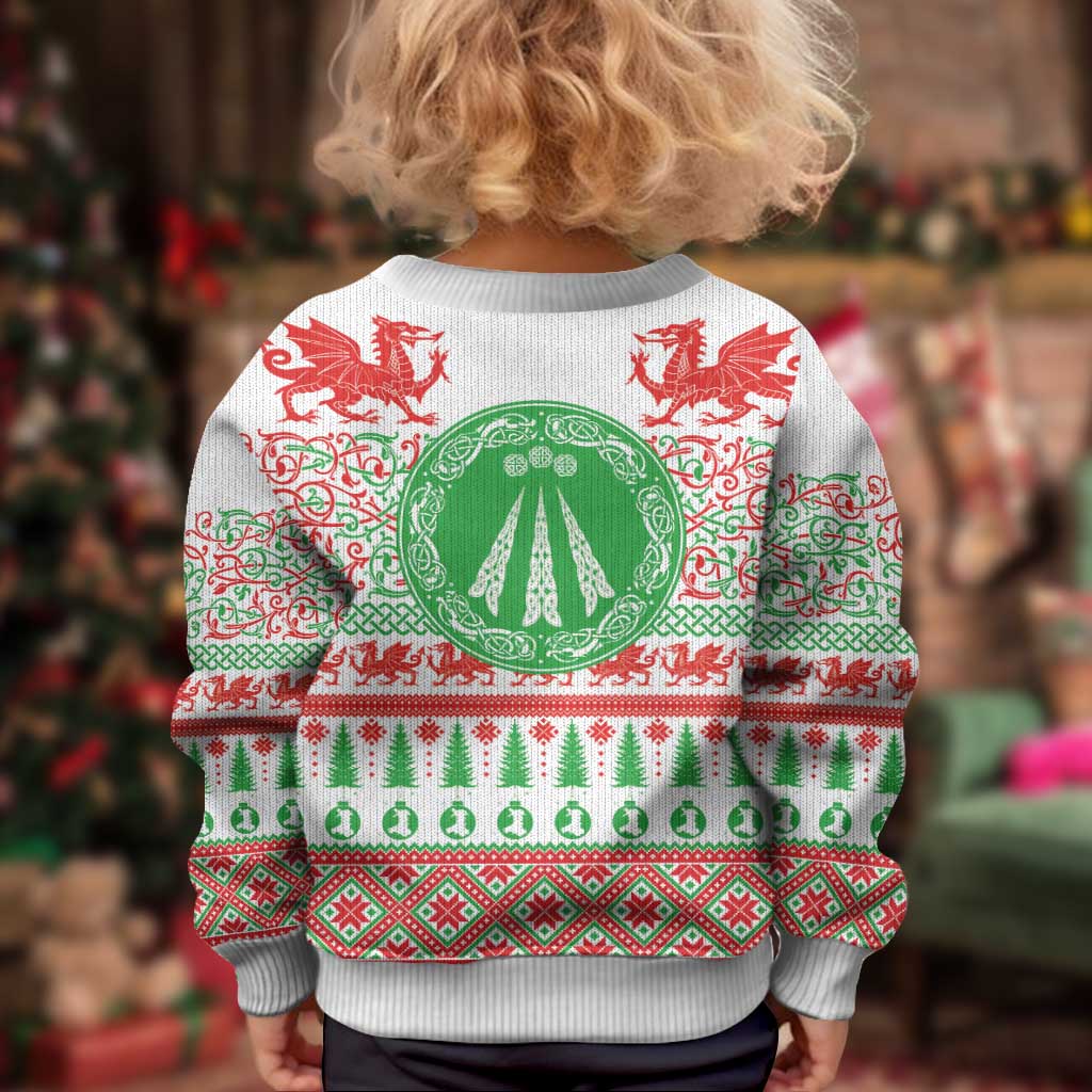 Welsh Christmas Kid Ugly Christmas Sweater Awen and Celtics Culture with Xmas Elements - Wonder Print Shop