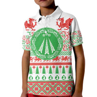 Welsh Christmas Kid Polo Shirt Awen and Celtics Culture with Xmas Elements - Wonder Print Shop