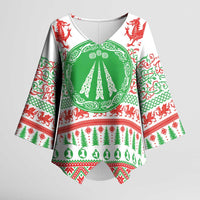 Welsh Christmas Kimono Sleeve Blouse Awen and Celtics Culture with Xmas Elements - Wonder Print Shop