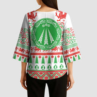 Welsh Christmas Kimono Sleeve Blouse Awen and Celtics Culture with Xmas Elements - Wonder Print Shop