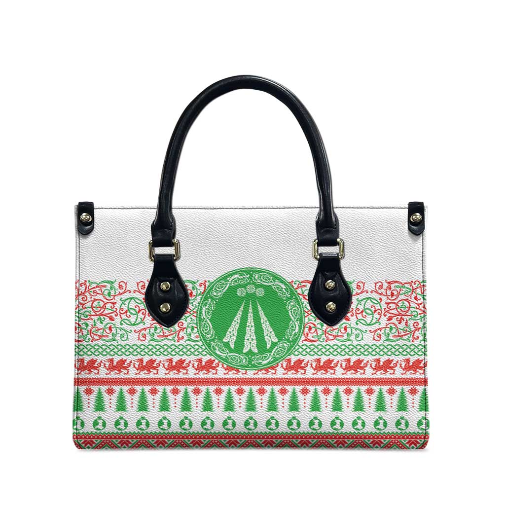 Welsh Christmas Leather Bag Awen and Celtics Culture with Xmas Elements - Wonder Print Shop
