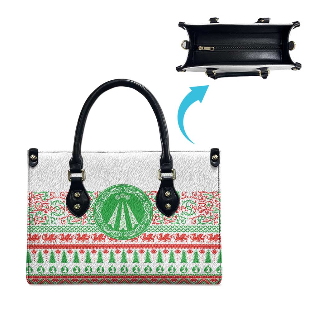 Welsh Christmas Leather Bag Awen and Celtics Culture with Xmas Elements - Wonder Print Shop