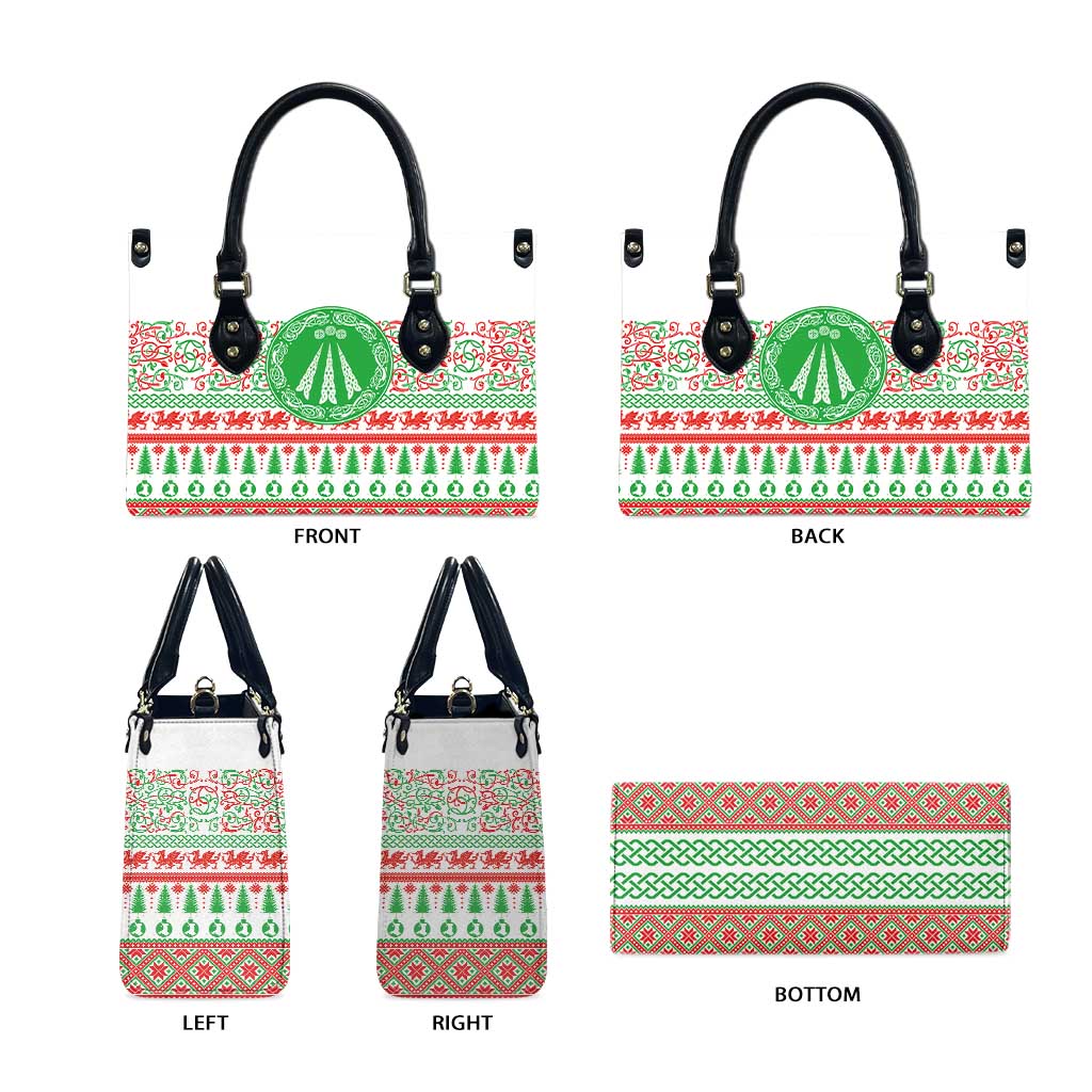 Welsh Christmas Leather Bag Awen and Celtics Culture with Xmas Elements - Wonder Print Shop