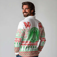 Welsh Christmas Long Sleeve Polo Shirt Awen and Celtics Culture with Xmas Elements - Wonder Print Shop