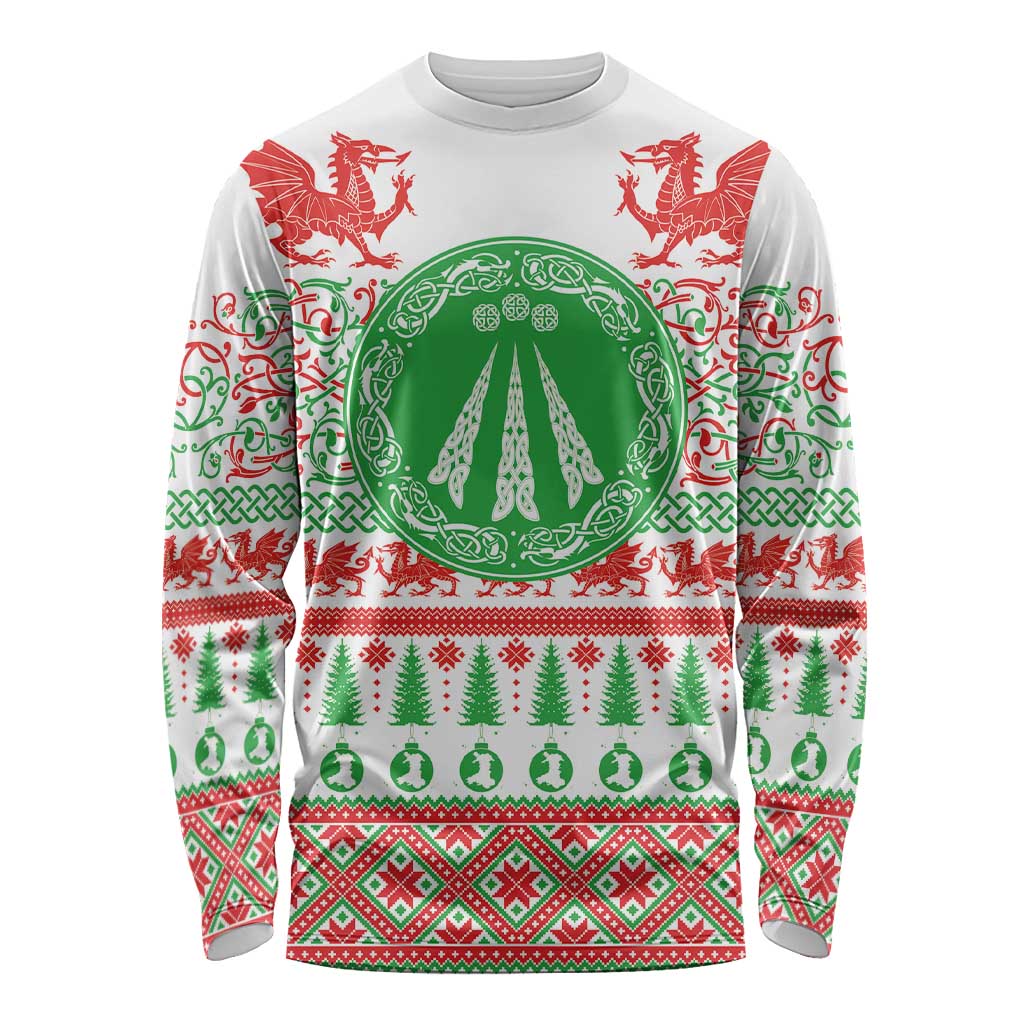 Welsh Christmas Long Sleeve Shirt Awen and Celtics Culture with Xmas Elements - Wonder Print Shop