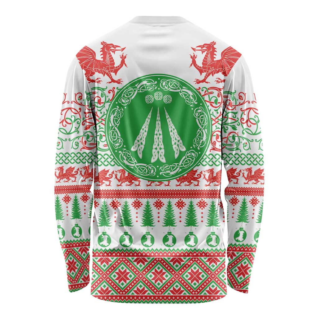 Welsh Christmas Long Sleeve Shirt Awen and Celtics Culture with Xmas Elements - Wonder Print Shop