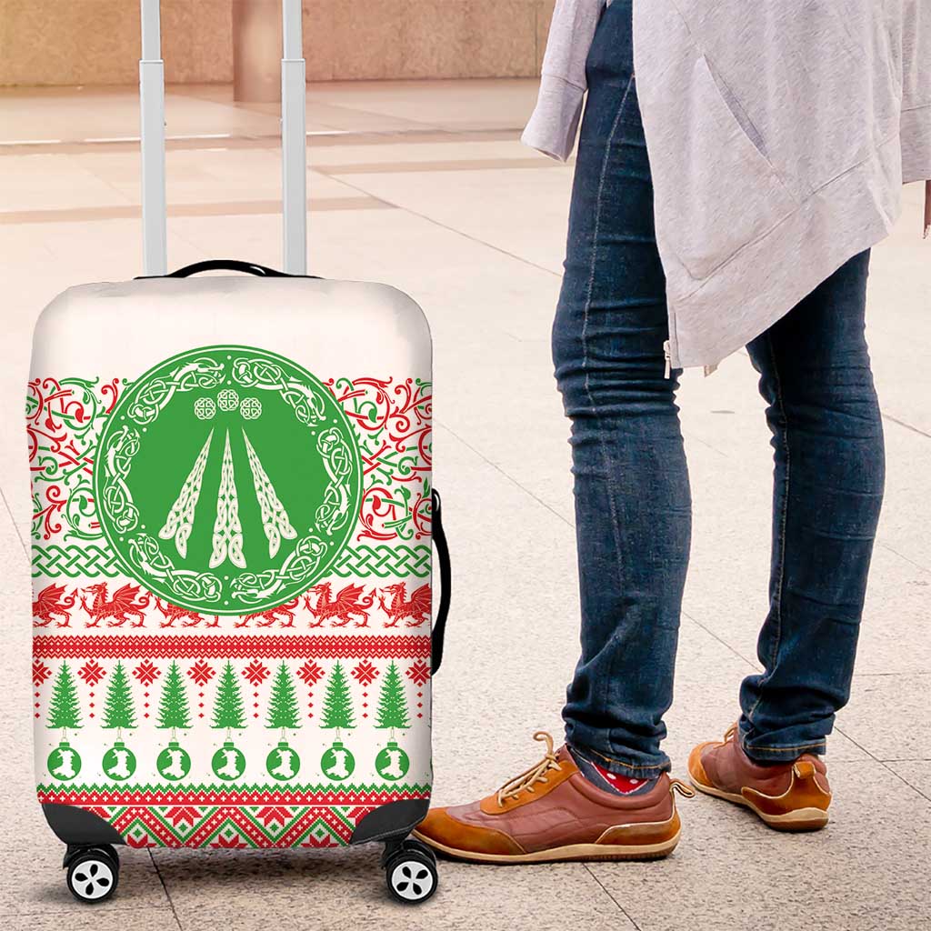 Welsh Christmas Luggage Cover Awen and Celtics Culture with Xmas Elements - Wonder Print Shop
