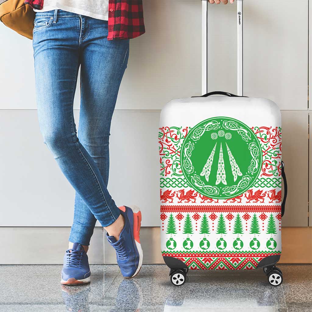 Welsh Christmas Luggage Cover Awen and Celtics Culture with Xmas Elements - Wonder Print Shop