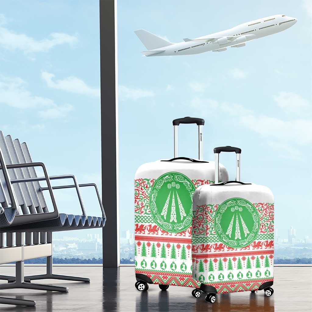 Welsh Christmas Luggage Cover Awen and Celtics Culture with Xmas Elements - Wonder Print Shop
