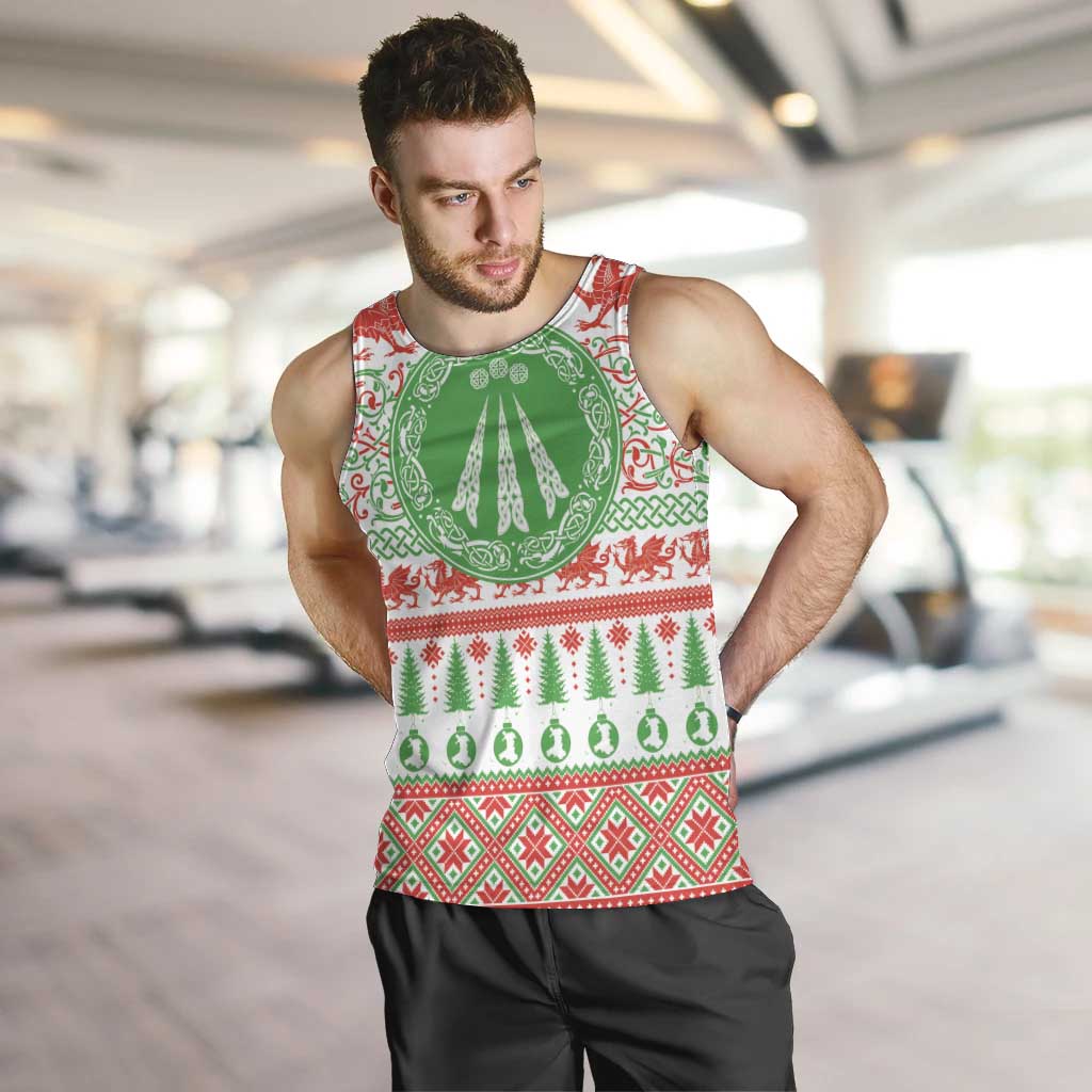 Welsh Christmas Men Tank Top Awen and Celtics Culture with Xmas Elements - Wonder Print Shop