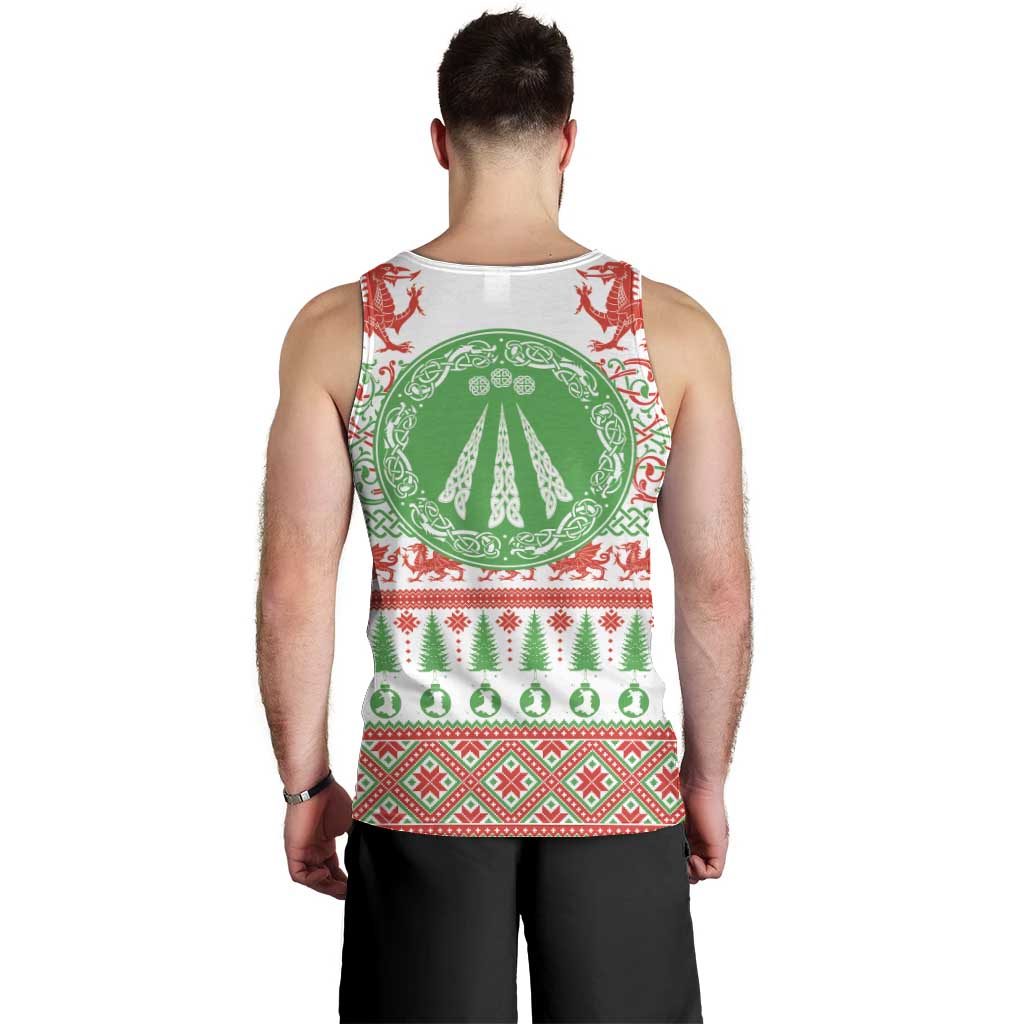 Welsh Christmas Men Tank Top Awen and Celtics Culture with Xmas Elements - Wonder Print Shop