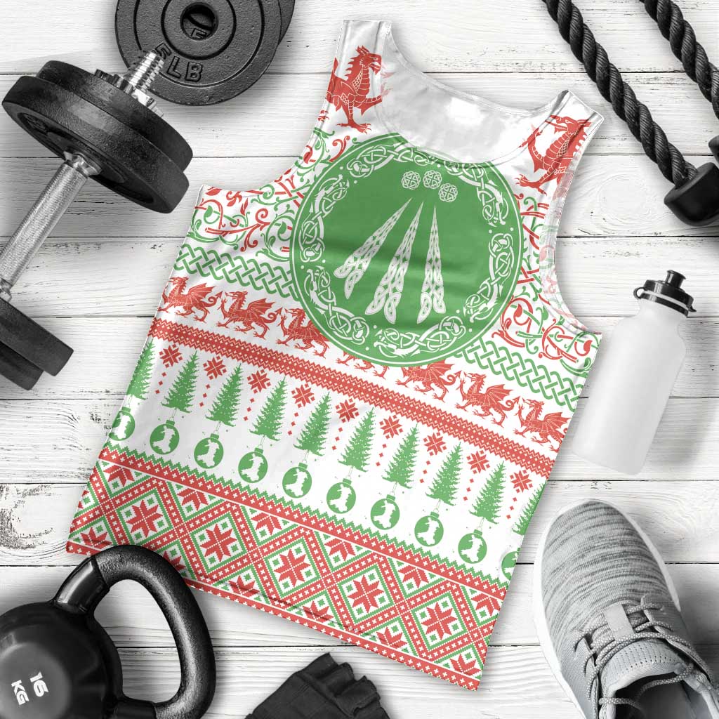 Welsh Christmas Men Tank Top Awen and Celtics Culture with Xmas Elements - Wonder Print Shop