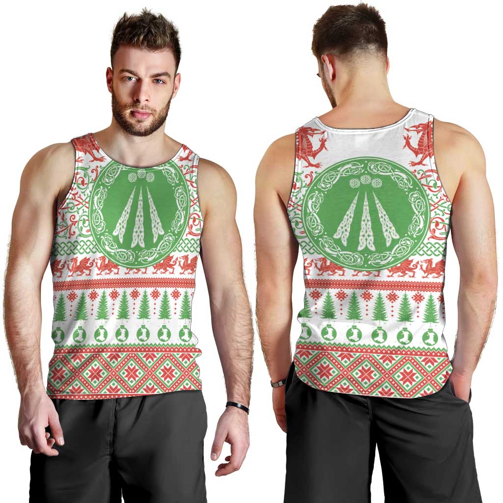 Welsh Christmas Men Tank Top Awen and Celtics Culture with Xmas Elements - Wonder Print Shop