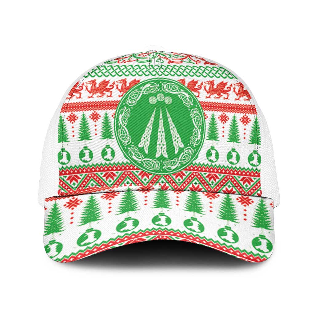 Welsh Christmas Mesh Trucker Cap Awen and Celtics Culture with Xmas Elements - Wonder Print Shop