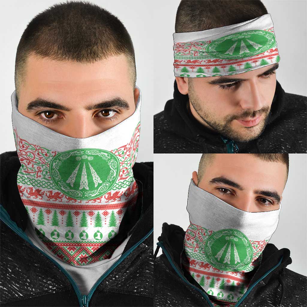 Welsh Christmas Neck Gaiter Awen and Celtics Culture with Xmas Elements - Wonder Print Shop