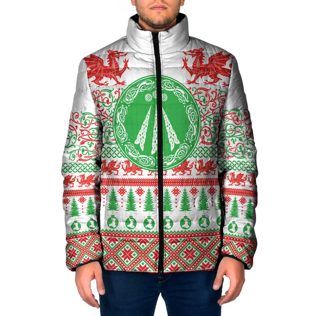 Welsh Christmas Padded Jacket Awen and Celtics Culture with Xmas Elements - Wonder Print Shop
