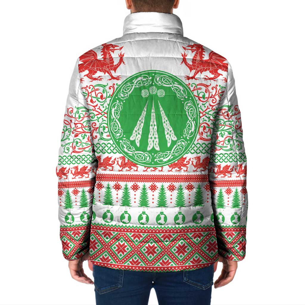 Welsh Christmas Padded Jacket Awen and Celtics Culture with Xmas Elements - Wonder Print Shop