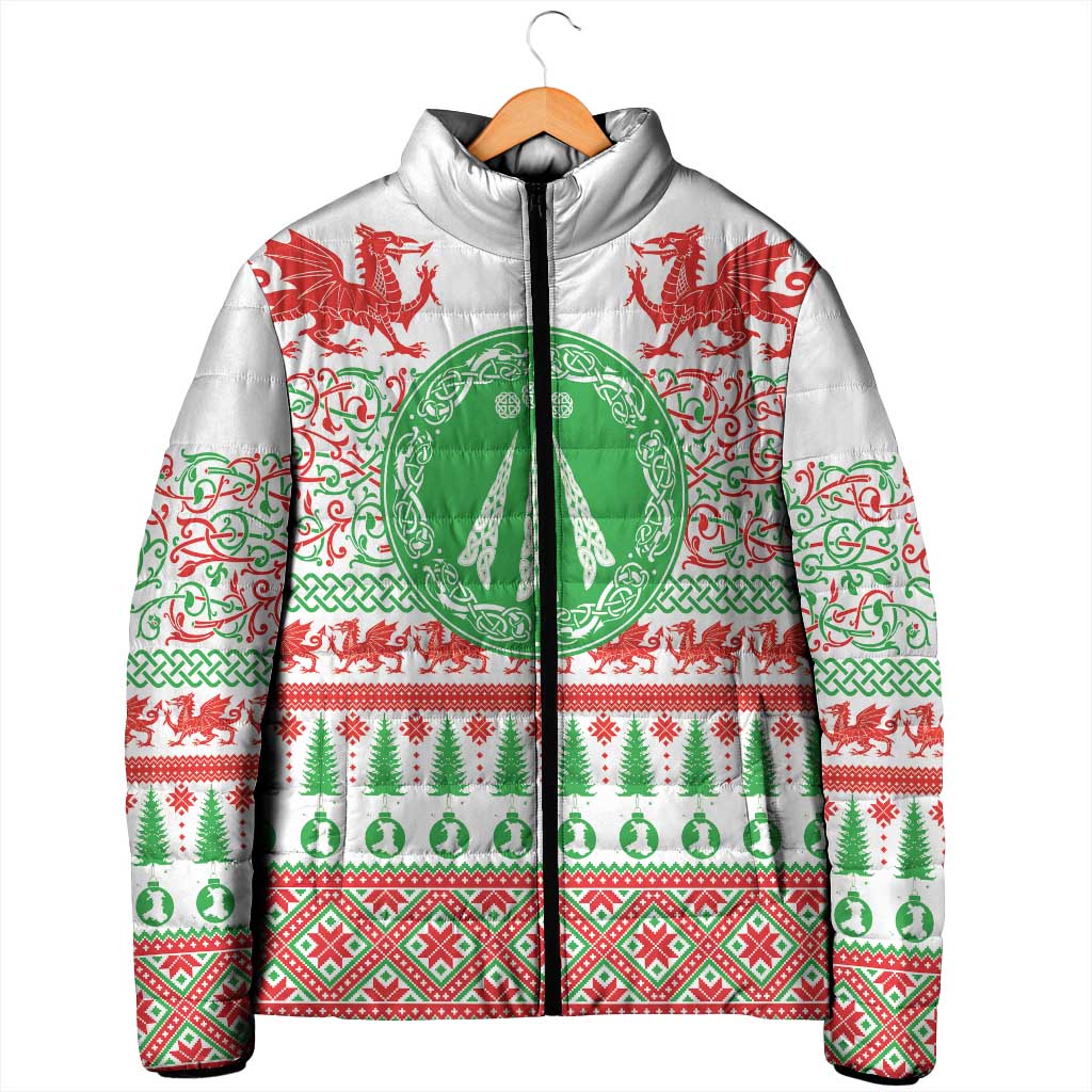 Welsh Christmas Padded Jacket Awen and Celtics Culture with Xmas Elements - Wonder Print Shop