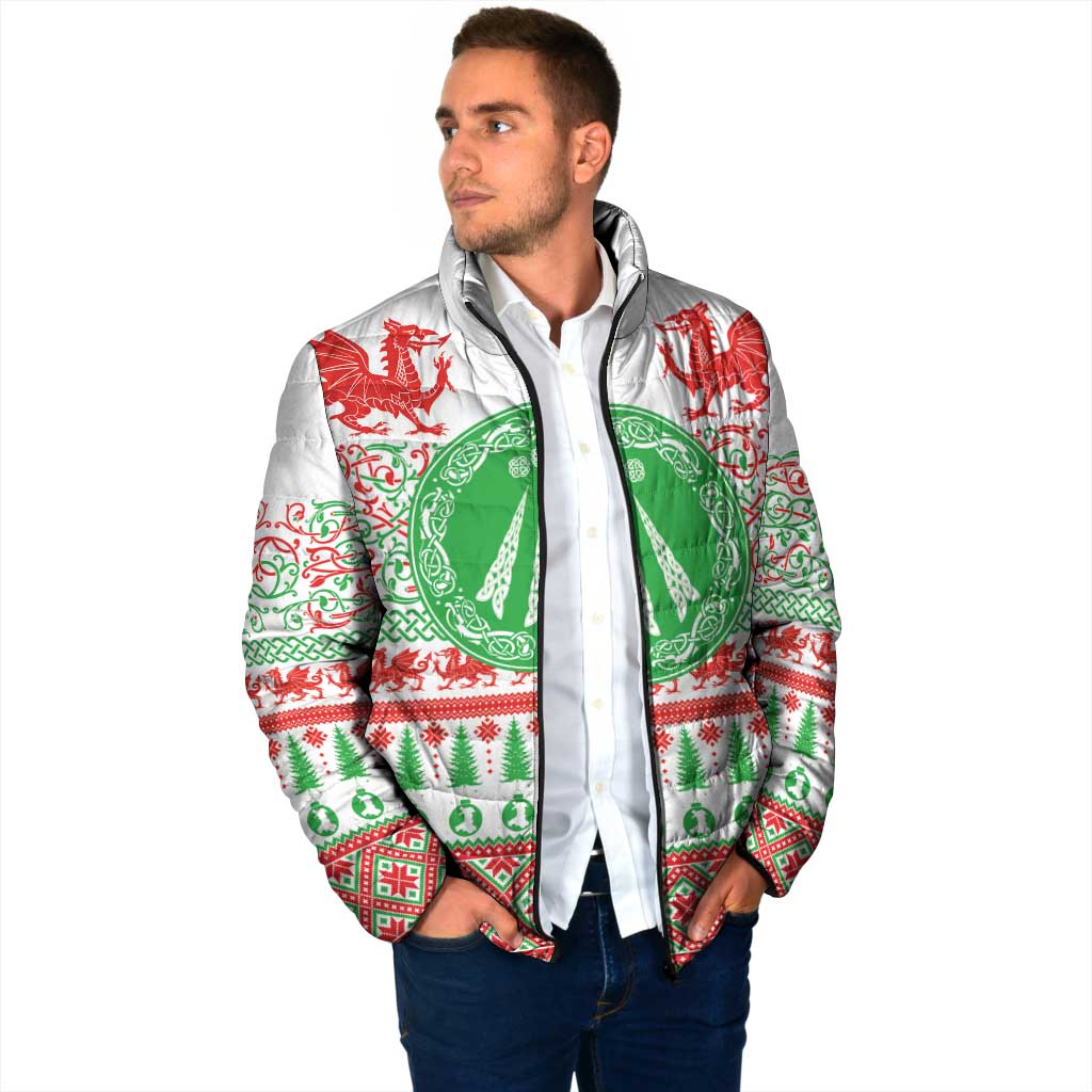 Welsh Christmas Padded Jacket Awen and Celtics Culture with Xmas Elements - Wonder Print Shop