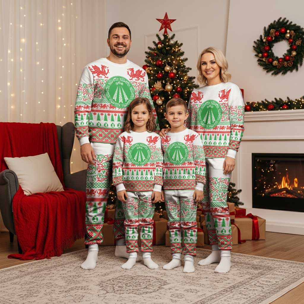 Welsh Christmas Pajama Set Awen and Celtics Culture with Xmas Elements - Wonder Print Shop