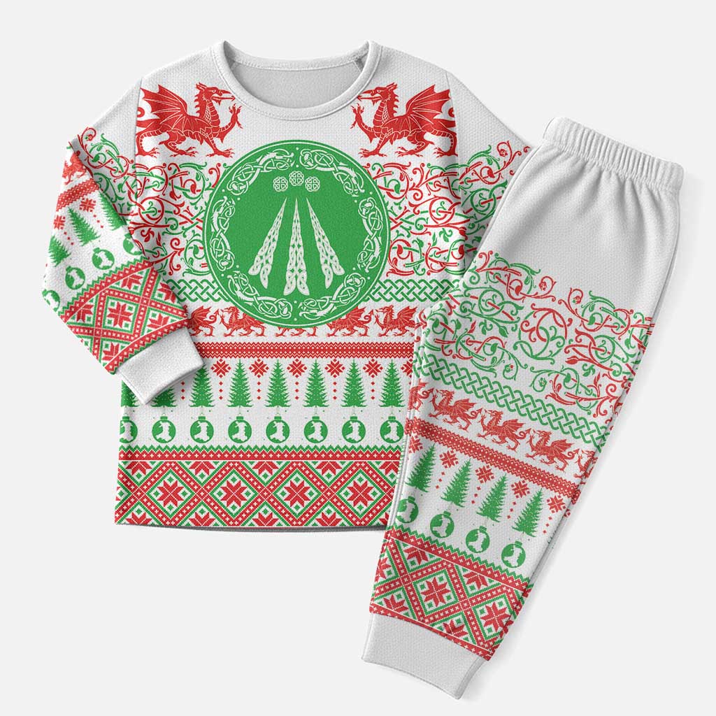 Welsh Christmas Pajama Set Awen and Celtics Culture with Xmas Elements - Wonder Print Shop