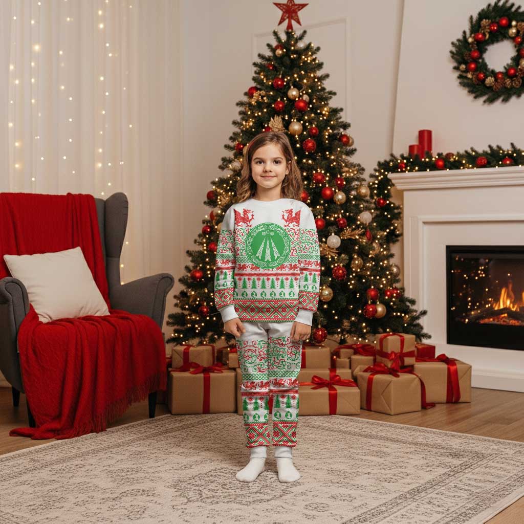 Welsh Christmas Pajama Set Awen and Celtics Culture with Xmas Elements - Wonder Print Shop