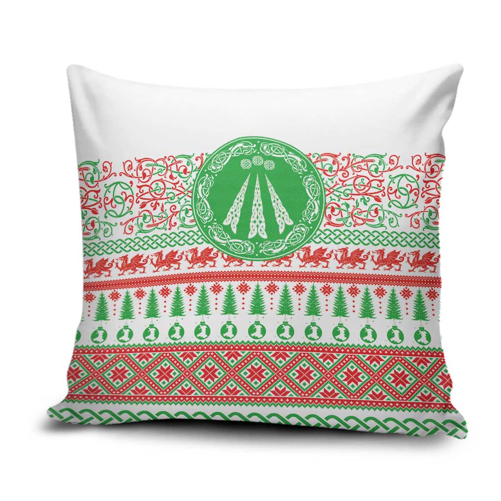 Welsh Christmas Pillow Cover Awen and Celtics Culture with Xmas Elements - Wonder Print Shop