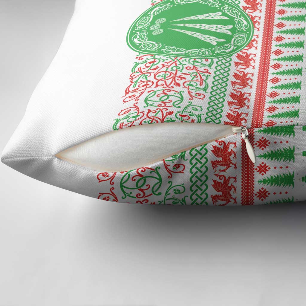 Welsh Christmas Pillow Cover Awen and Celtics Culture with Xmas Elements - Wonder Print Shop