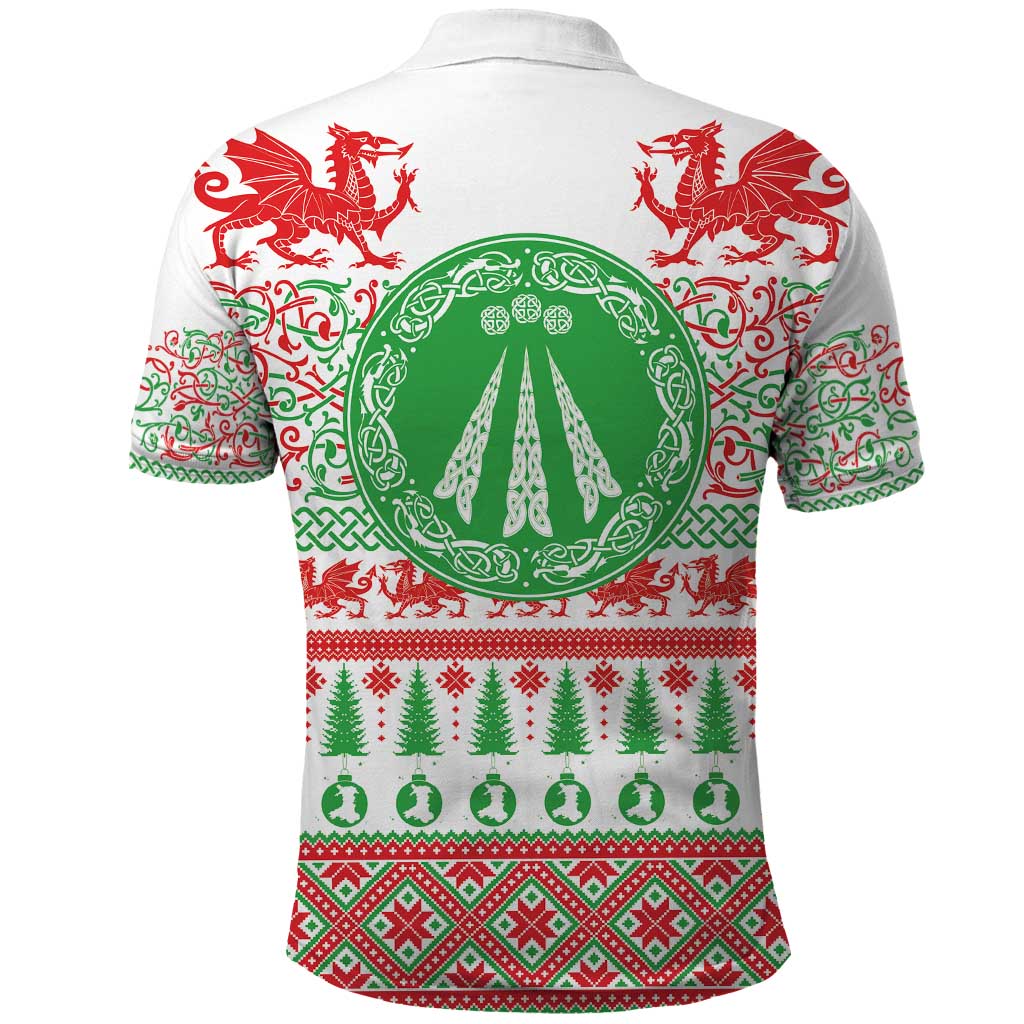 Welsh Christmas Polo Shirt Awen and Celtics Culture with Xmas Elements - Wonder Print Shop