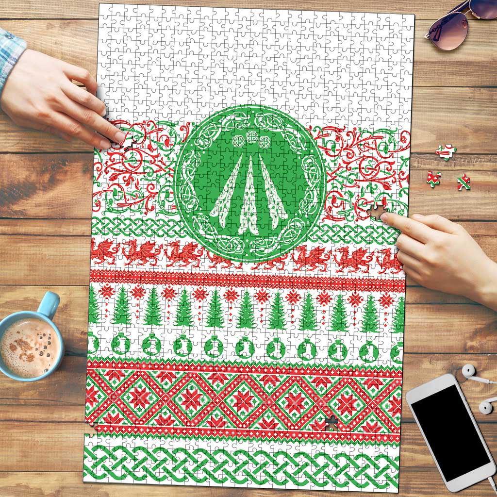 Welsh Christmas Puzzle Awen and Celtics Culture with Xmas Elements - Wonder Print Shop