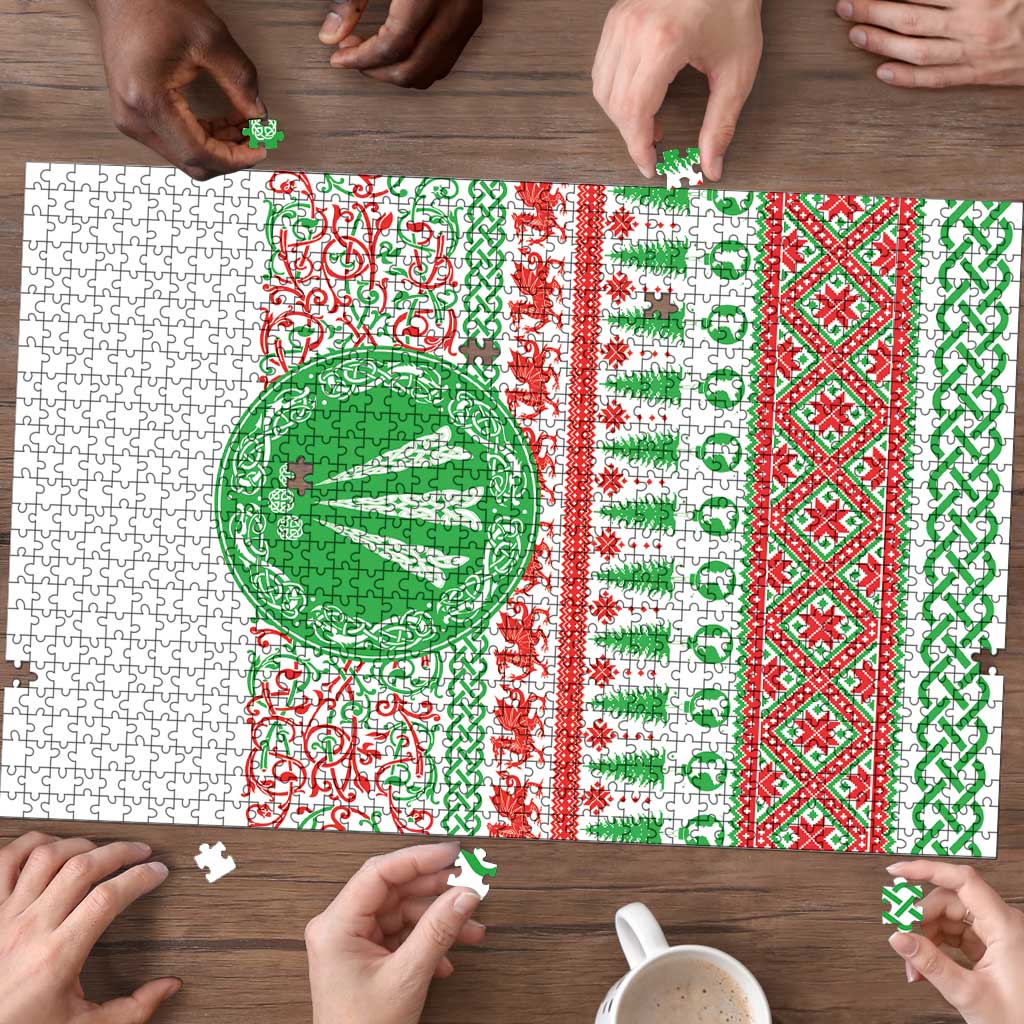 Welsh Christmas Puzzle Awen and Celtics Culture with Xmas Elements - Wonder Print Shop