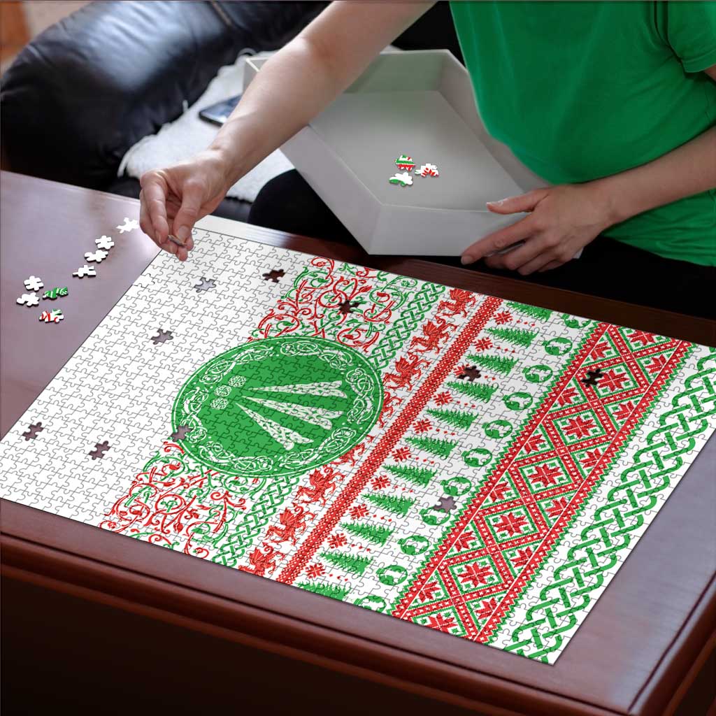Welsh Christmas Puzzle Awen and Celtics Culture with Xmas Elements - Wonder Print Shop