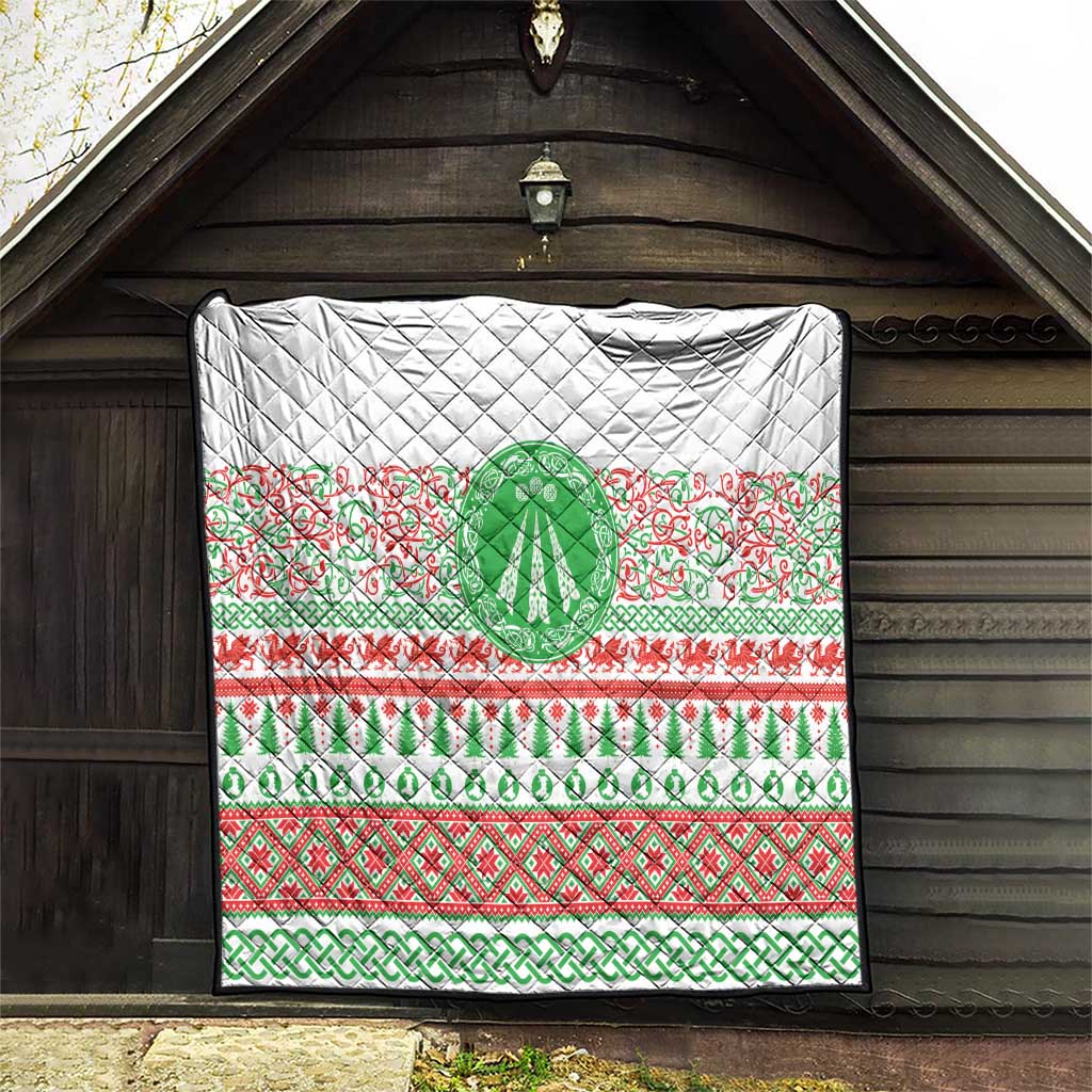 Welsh Christmas Quilt Awen and Celtics Culture with Xmas Elements - Wonder Print Shop