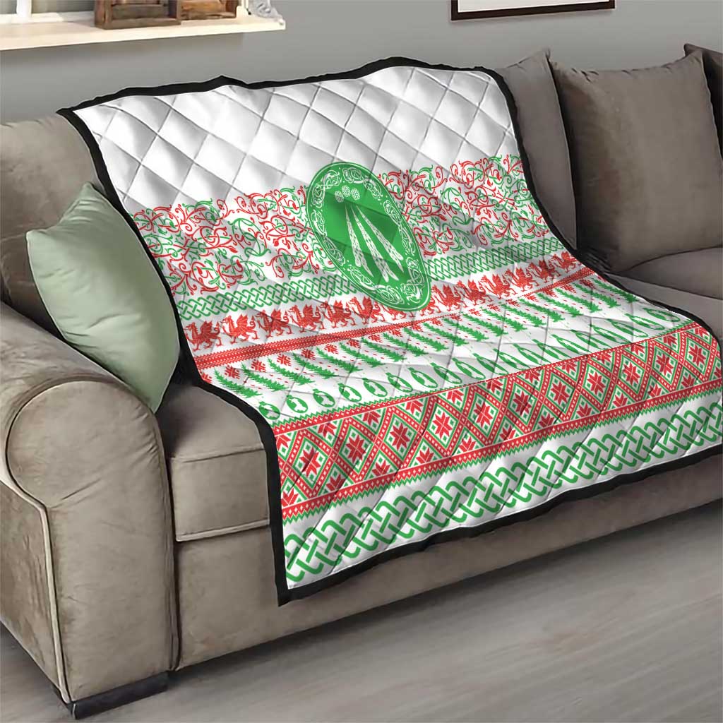 Welsh Christmas Quilt Awen and Celtics Culture with Xmas Elements - Wonder Print Shop