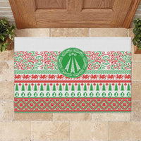 Welsh Christmas Rubber Doormat Awen and Celtics Culture with Xmas Elements - Wonder Print Shop