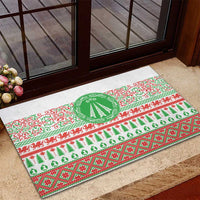 Welsh Christmas Rubber Doormat Awen and Celtics Culture with Xmas Elements - Wonder Print Shop