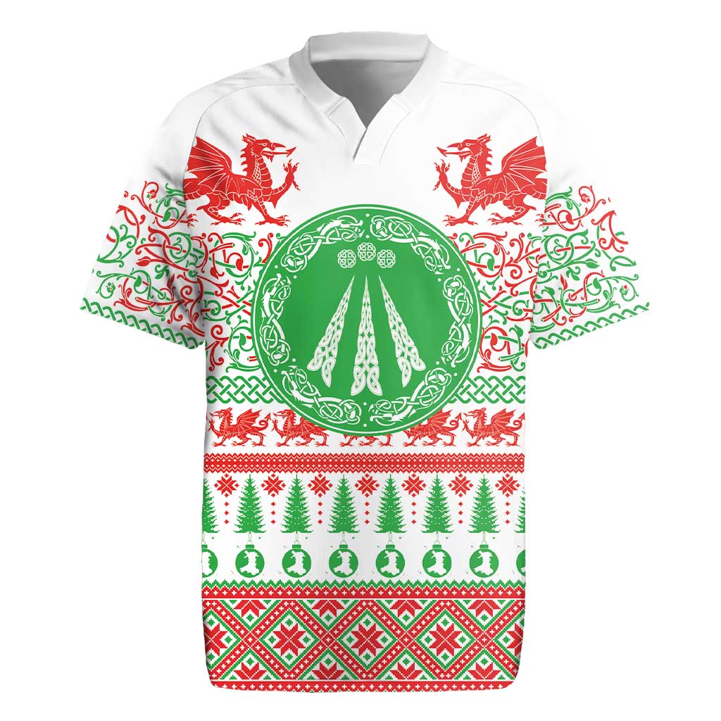 Welsh Christmas Rugby Jersey Awen and Celtics Culture with Xmas Elements - Wonder Print Shop