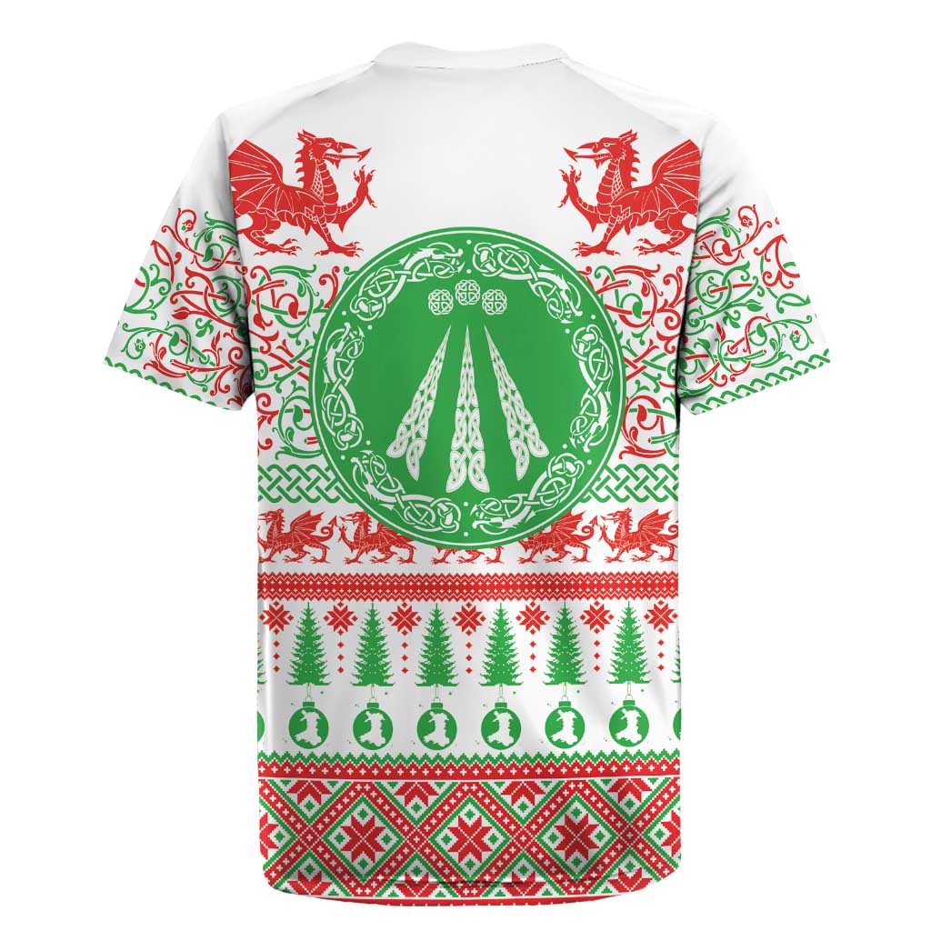Welsh Christmas Rugby Jersey Awen and Celtics Culture with Xmas Elements - Wonder Print Shop