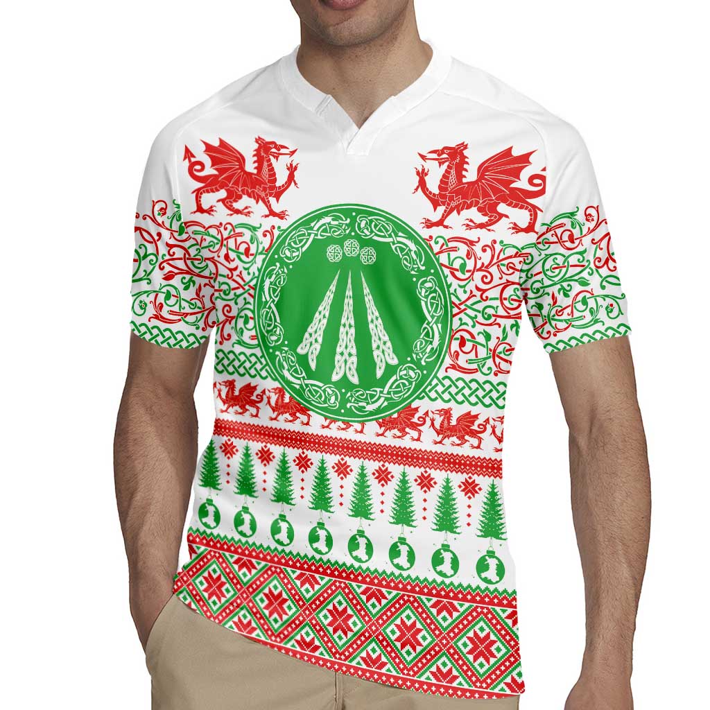 Welsh Christmas Rugby Jersey Awen and Celtics Culture with Xmas Elements - Wonder Print Shop