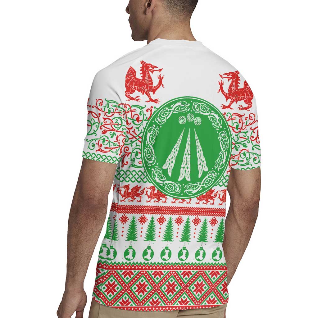 Welsh Christmas Rugby Jersey Awen and Celtics Culture with Xmas Elements - Wonder Print Shop