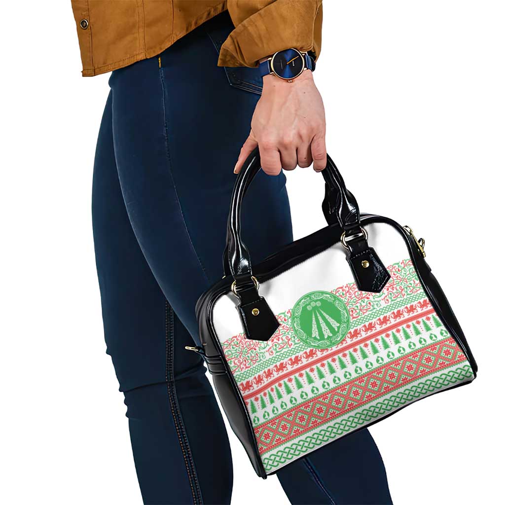 Welsh Christmas Shoulder Handbag Awen and Celtics Culture with Xmas Elements - Wonder Print Shop