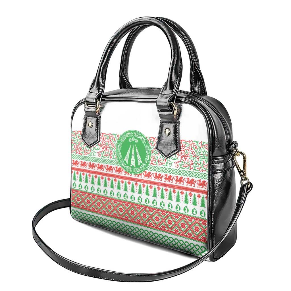 Welsh Christmas Shoulder Handbag Awen and Celtics Culture with Xmas Elements - Wonder Print Shop
