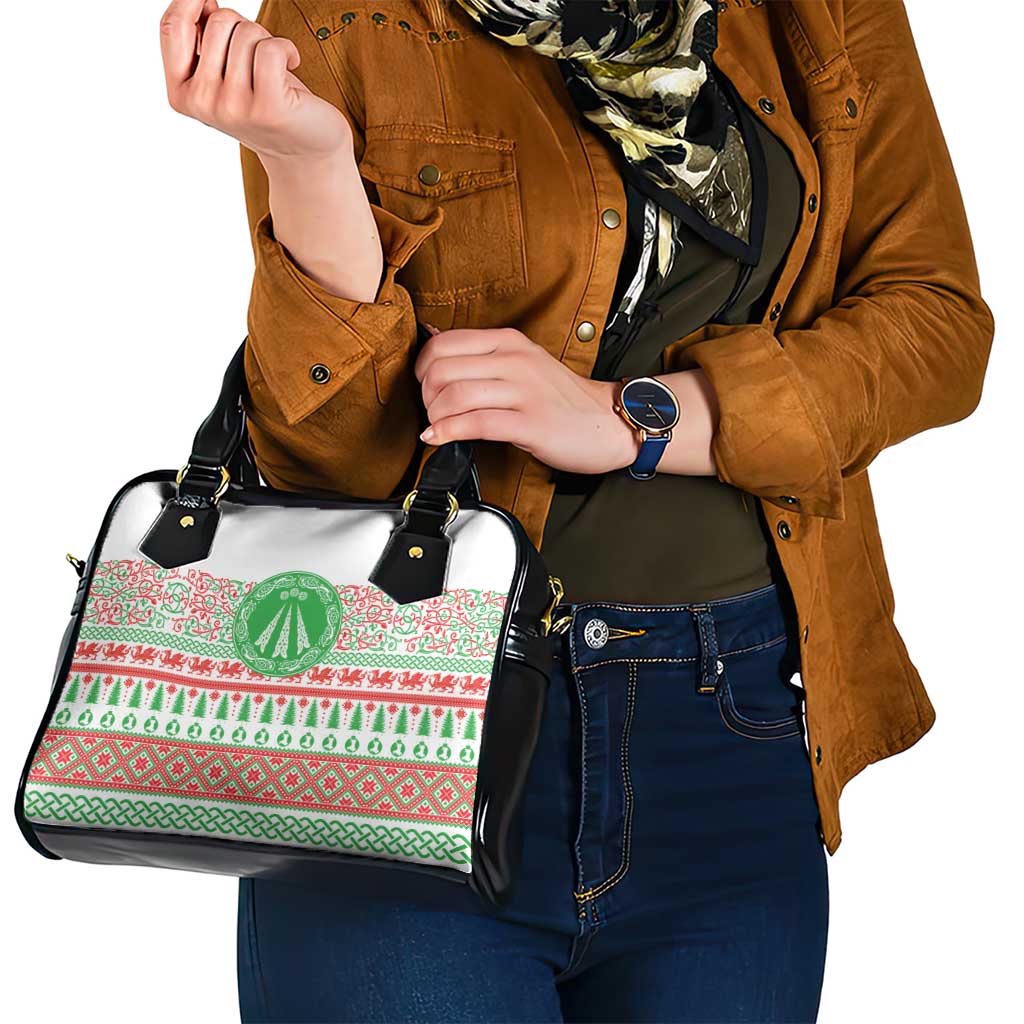 Welsh Christmas Shoulder Handbag Awen and Celtics Culture with Xmas Elements - Wonder Print Shop