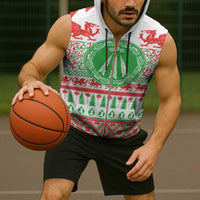 Welsh Christmas Sleeveless Zip Hoodie Awen and Celtics Culture with Xmas Elements - Wonder Print Shop