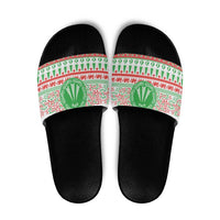 Welsh Christmas Slide Sandals Awen and Celtics Culture with Xmas Elements - Wonder Print Shop