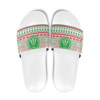 Welsh Christmas Slide Sandals Awen and Celtics Culture with Xmas Elements - Wonder Print Shop