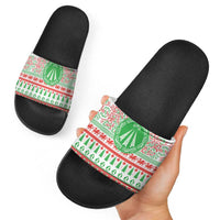 Welsh Christmas Slide Sandals Awen and Celtics Culture with Xmas Elements - Wonder Print Shop