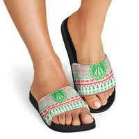 Welsh Christmas Slide Sandals Awen and Celtics Culture with Xmas Elements - Wonder Print Shop